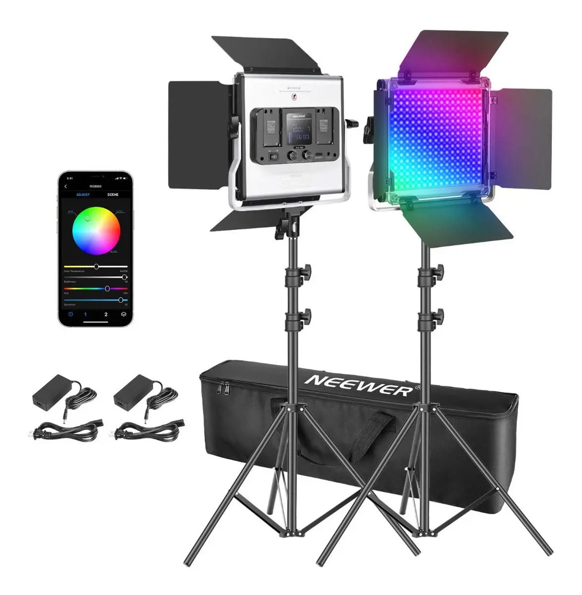 Painel de luz led Neewer 66600098 cor rgb com estrutura Preto