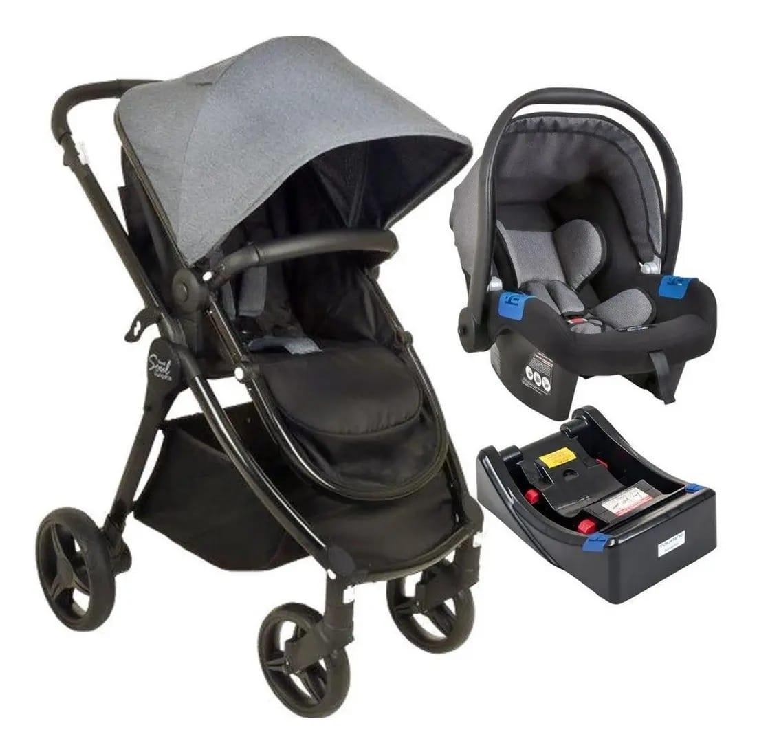 Travel System Soul 0 Á 15 Kg- Grey Black - Burigotto