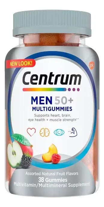 Centrum Centrum Men 50+ Multigummies Centrum Men 50+ Multigummies 80 Gomas Suplemento de sabor de frutas de vitamina A (retinol) em frasco de 200 ml de 38 onças