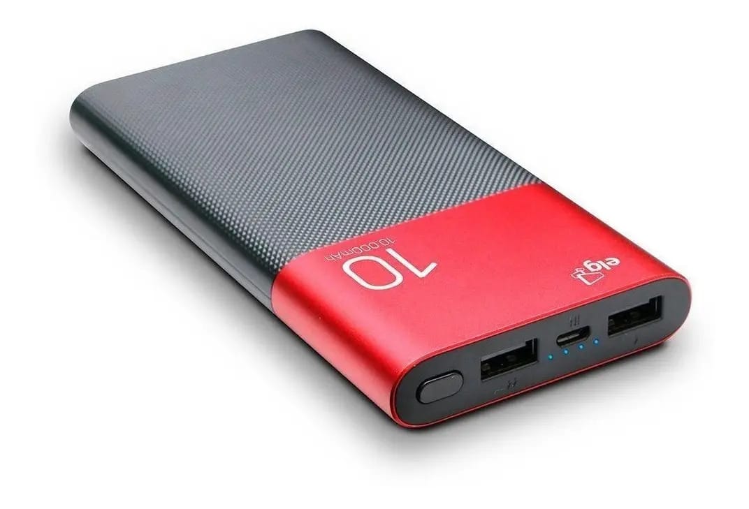 Power Bank ELG Pb100rdal 10.000 Mah Aluminio Preto/vermelho