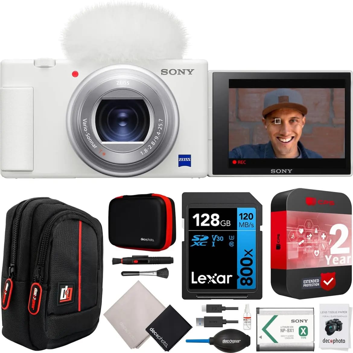 Câmera branca Sony Zv-1 Compact Digital Vlogging 4k Hdr