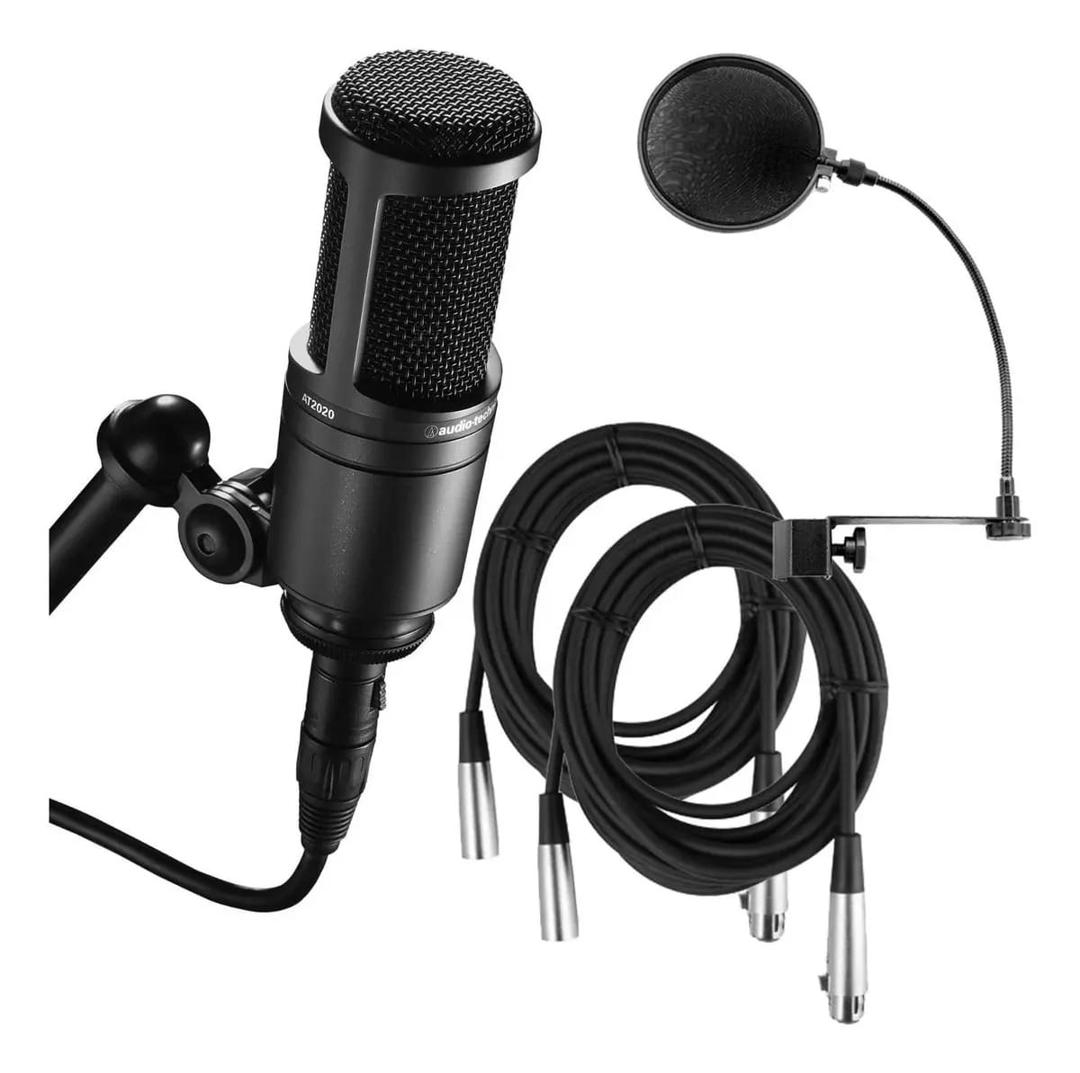 Microfone de estúdio cardióide Audio-technica AT2020 com preto