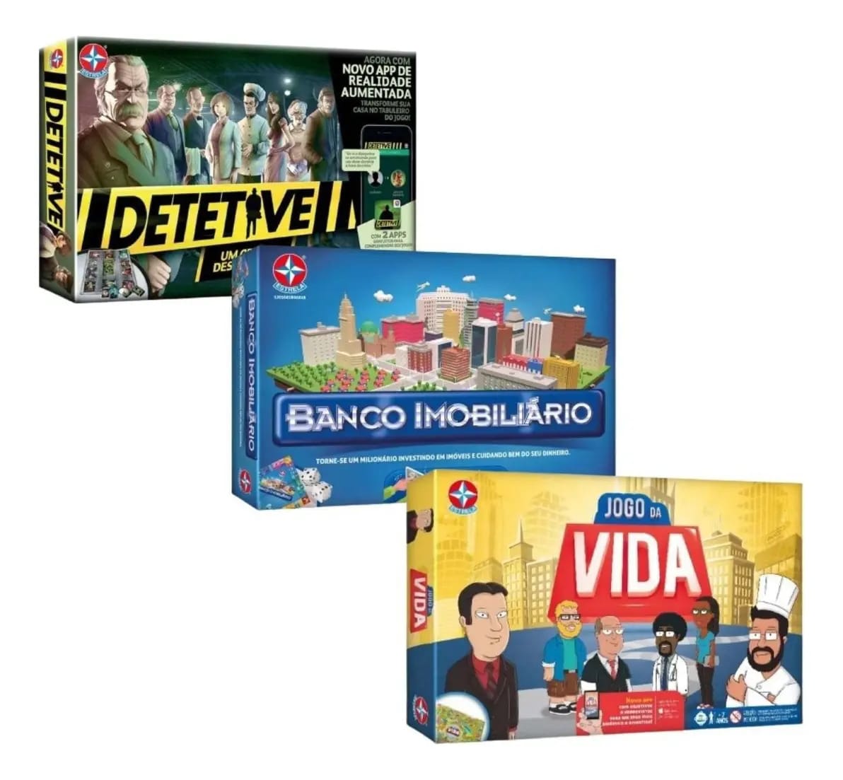 Kit Estrela Jogo Da Vida + Banco Imobiliário + Detetive