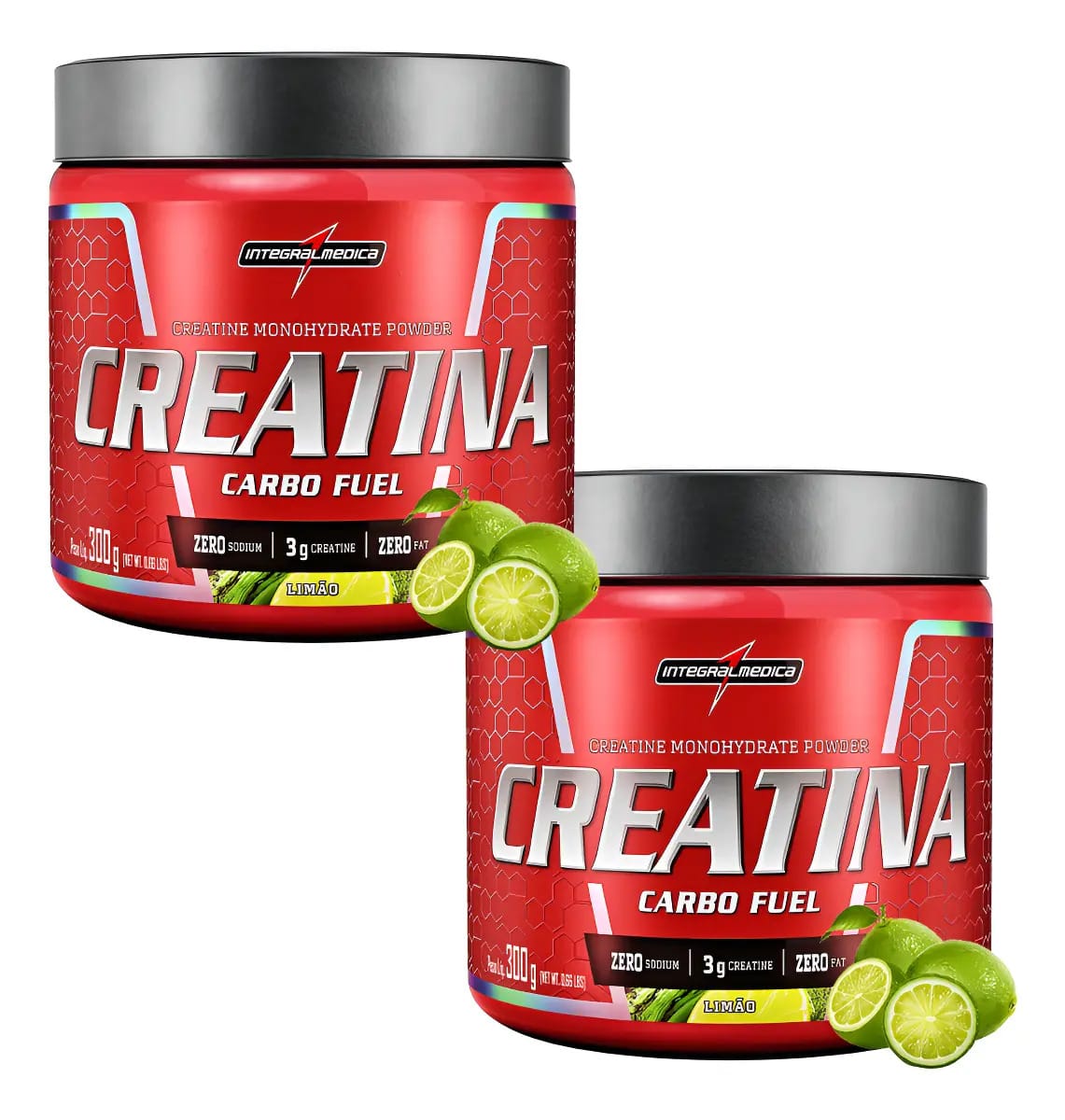 Kit 2x Creatina Monohidratada Carbo Fuel 300g Integralmedica Sabor Limão