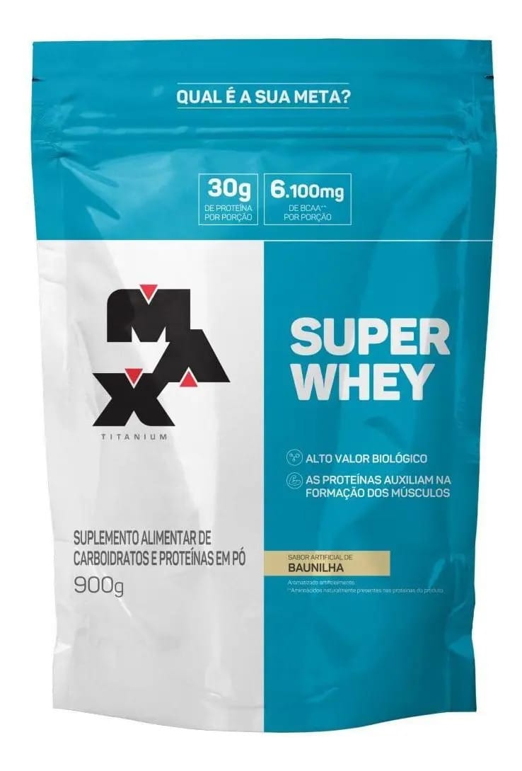 Super Whey Protein Refil 900g Max Titanium - Sabor Baunilha