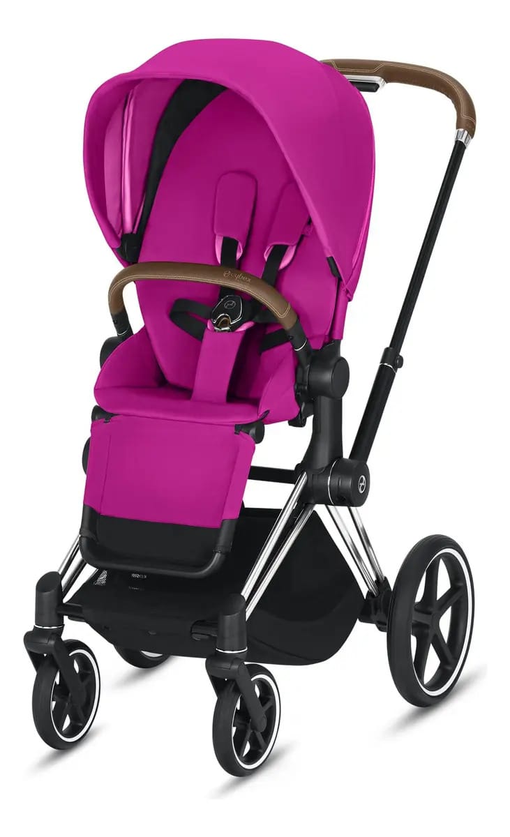 Carrinho de passeio completo Cybex Priam 3, dobrável e compacto com uma mão, assento reversível, suspensão macia em todas as rodas, armazenamento extra, apoio para pés ajustável para pernas, cinza