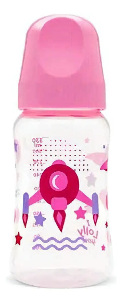 Mamadeira Lolly Big Viva 330ml Bico Silicone Rosa