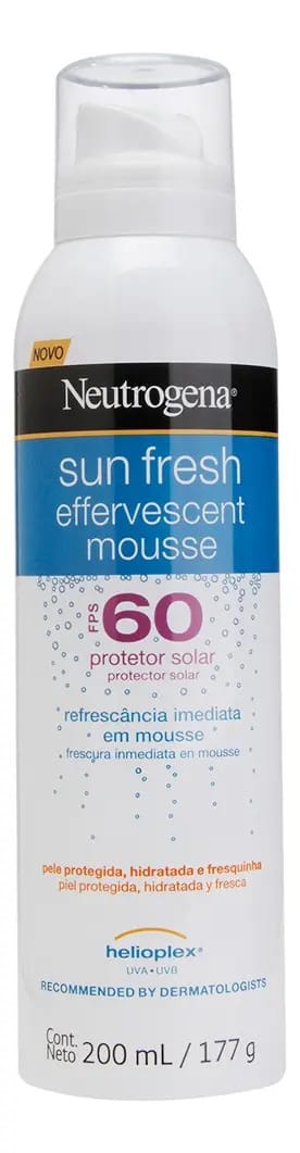 Protetor solar Neutrogena Sun Fresh Mousse Efervescente 60FPS 200mL