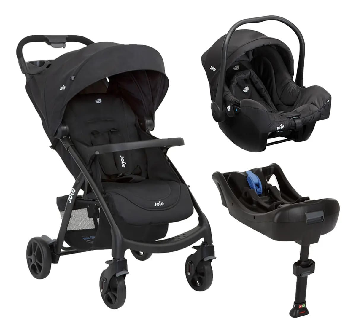 Carrinho de passeio preto com sistema de viagem Joie T1035HAN