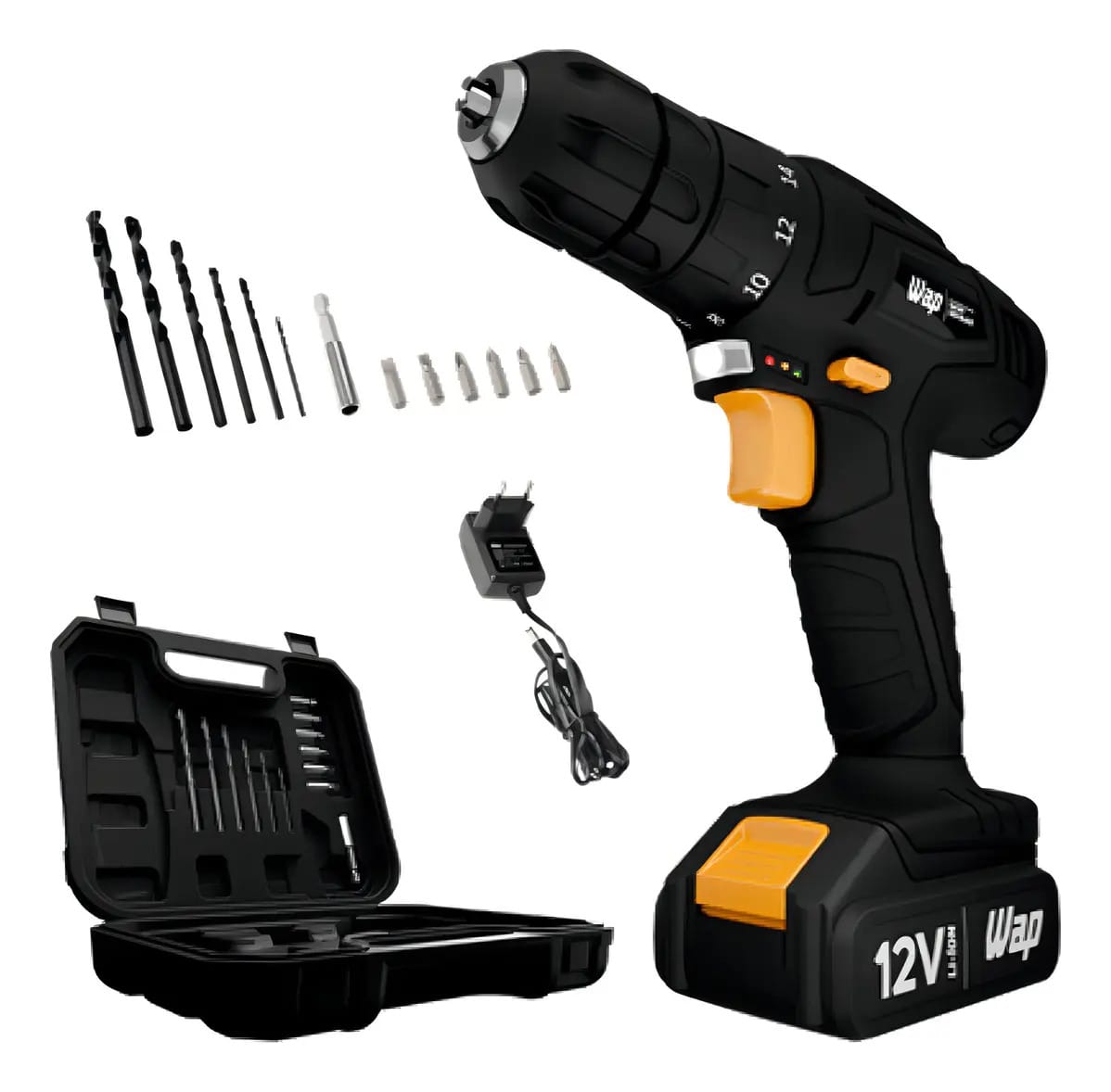 Parafusadeira E Furadeira Wap Bpf 12k3 Preta + Kit