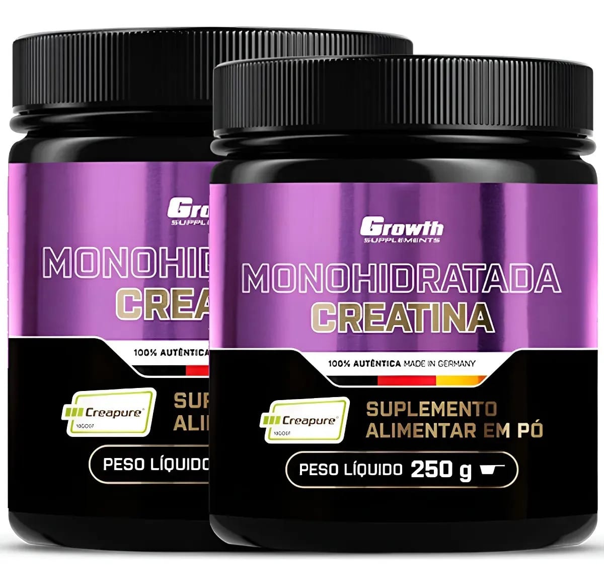 Creatina 250g Creapure Growth Kit 2 Potes Sem Sabor