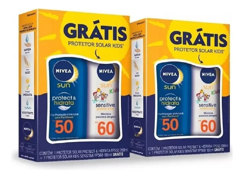 Kit Protetor Solar Nívea Sun Fps 50 200ml + Kids 100ml