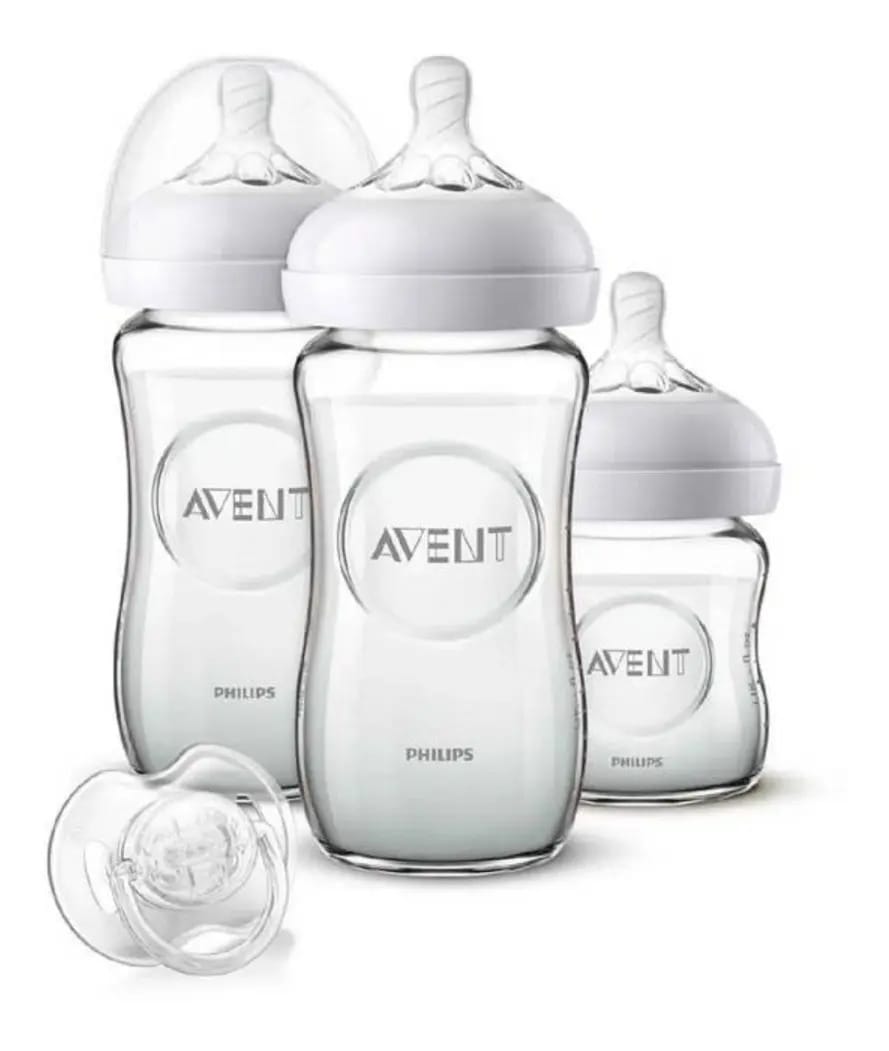 Conjunto 3 Mamaderas + Chupete Ren Avent Natural, vidro