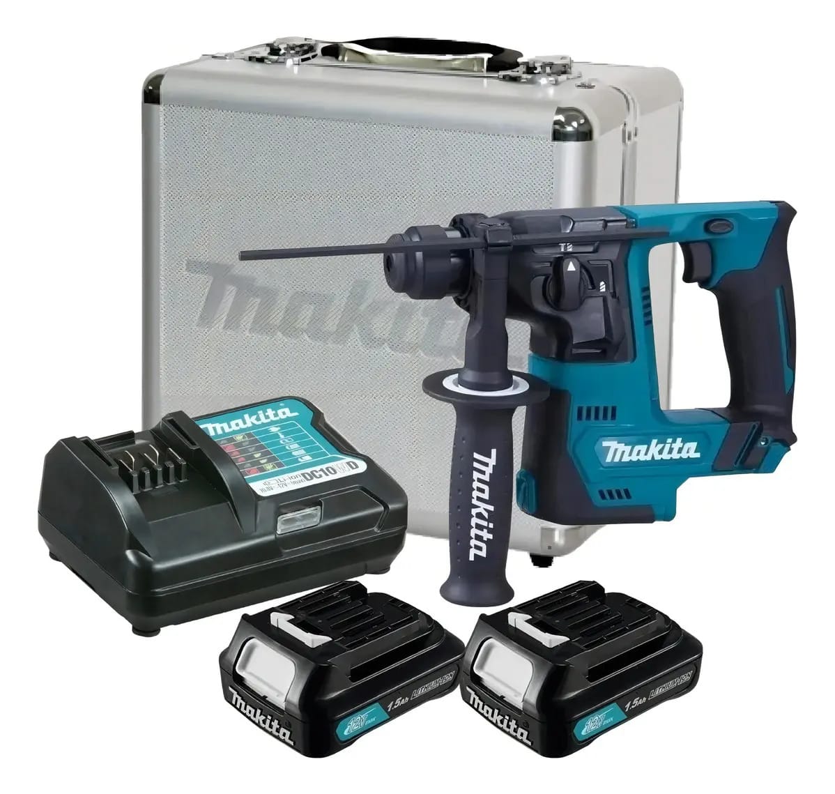 Martelete eletropneumático Makita Martelete HR140DZ sem fio azul-turquesa frequência de 60Hz