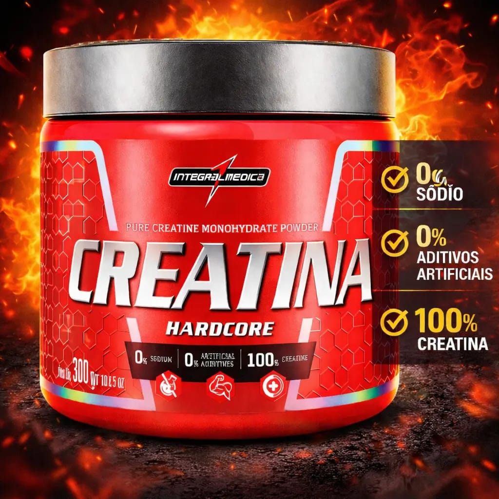 Creatina Integralmédica Hardcore Pote 300g Sem Sabor