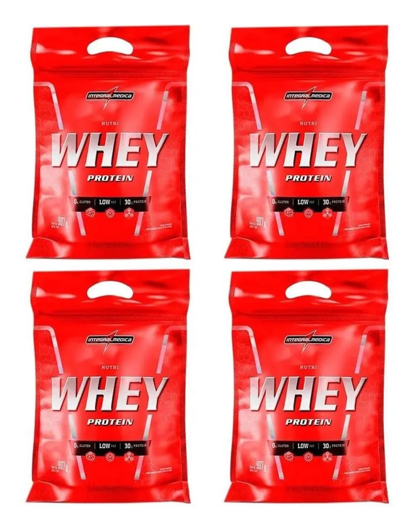 Combo 4x Nutri Whey 907 Morango - Integralmedica