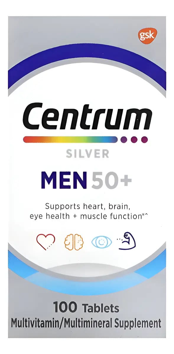 Multivitamínico Centrum Silver Men 50+ 100 Comprimidos Sem Sabor Para 50 Anos+