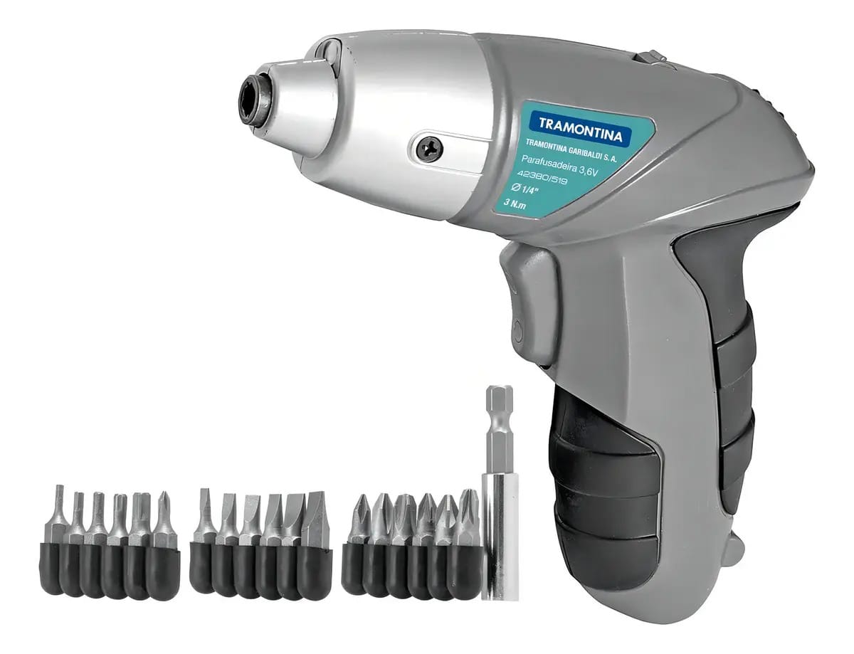 Parafusadeira Bateria 1/4'' Biv 4,8v + Kit 21 Pçs Tramontina