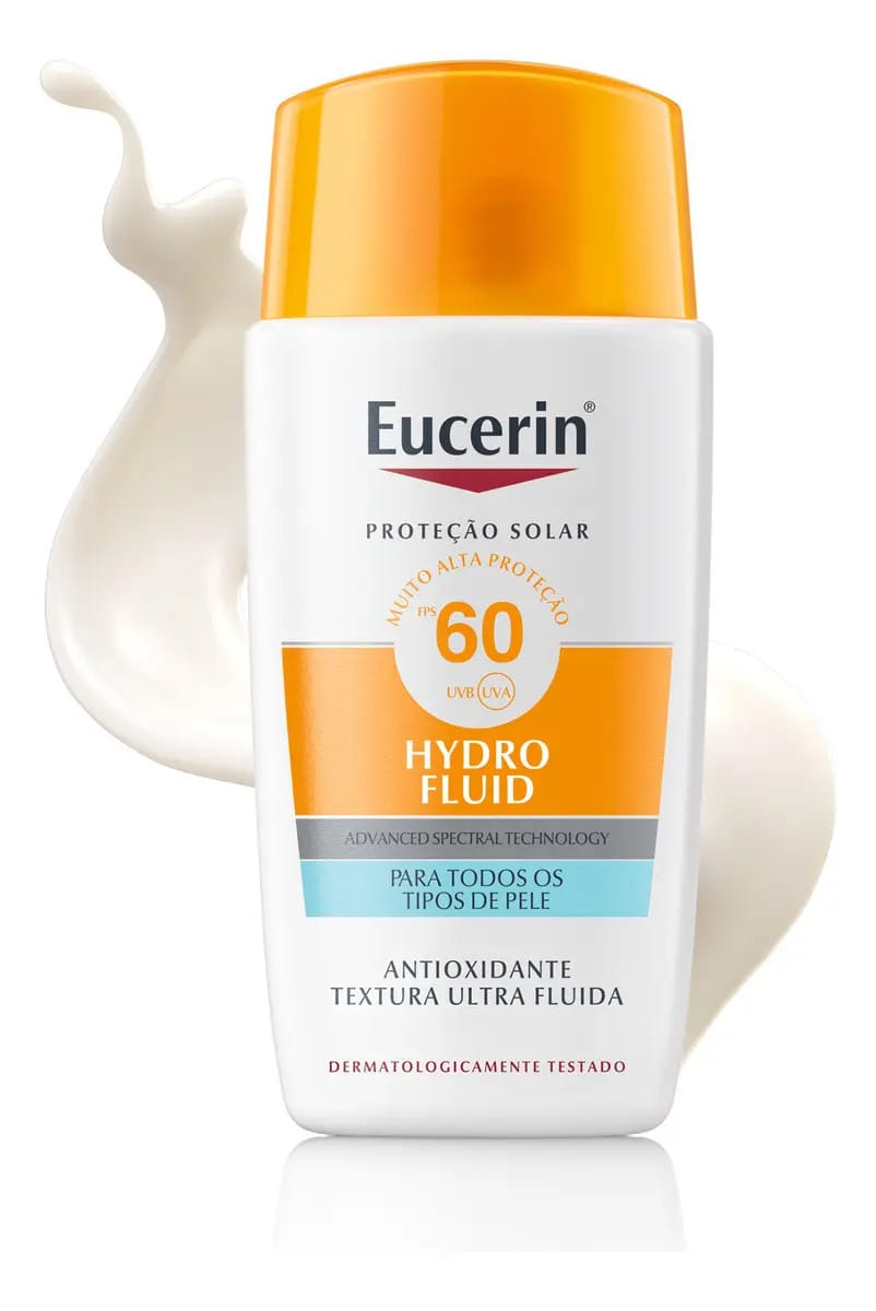 EUCERIN Protetor Solar Facial Ultra Fluido FPS 60 50ml, Hydro Fluid, Antioleosidade, Antioxidante, Rosto, Proteção UVA, UVB e Luz Visível