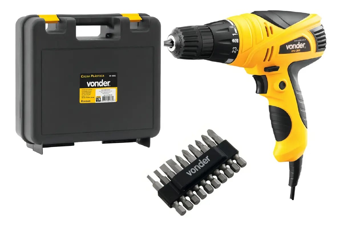 Kit Parafusadeira Furadeira Maleta Jogo Bits Kfpv300 Vonder