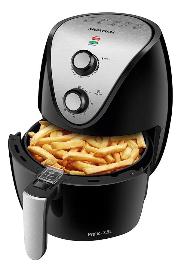 Fritadeira Elétrica Sem Óleo Air Fryer Mondial AF-30 Family Inox IV 3,5l Preta -