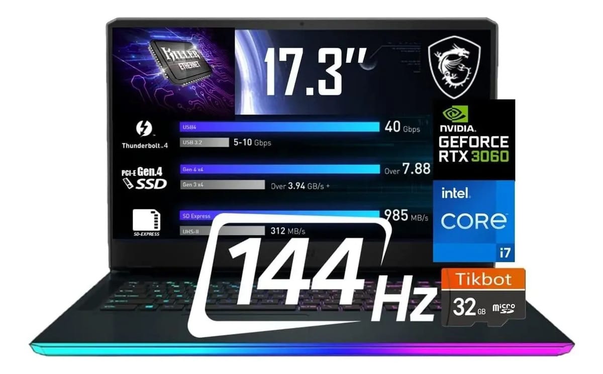 Msi Ge76 Raider Laptop para Jogos Intel Core I7-11800h, Geforce Rtx 3060, 17.3 Fhd 144hz, 32gb Ram2tb Nvme Ssd, Wi-fi6, Windows 10