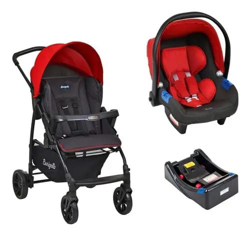 Carrinho De Bebê Burigotto Ecco Vermelho + Touring X + Base