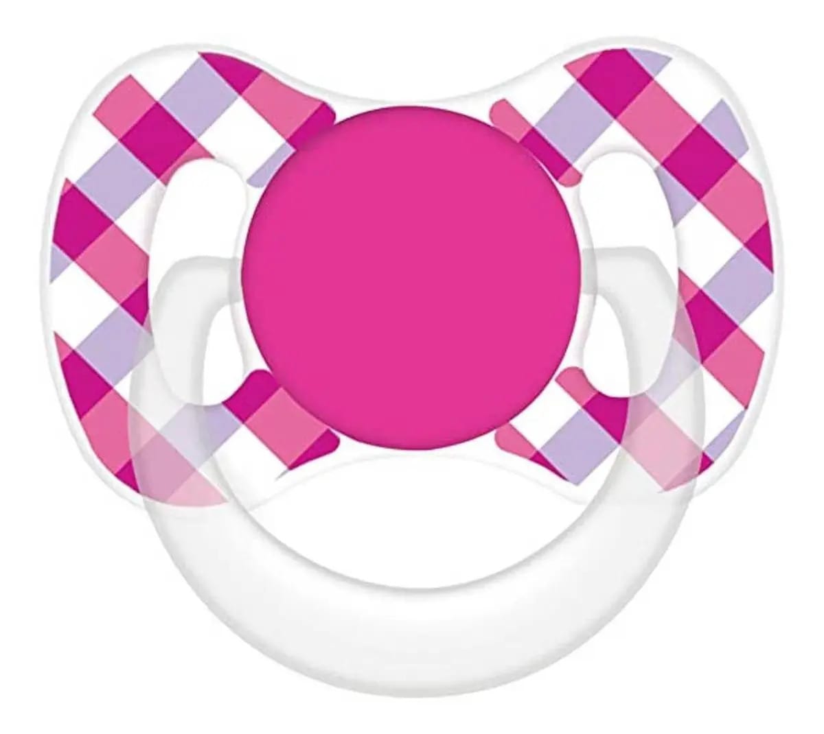 Chupeta Silicone Rosa 6m+ Lillo Funny Xadrez Bico Macio BPA Free