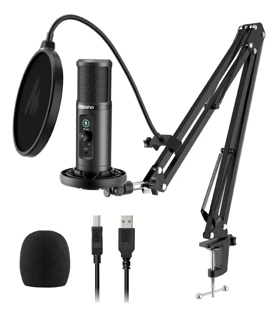 Microfone USB Maono Pm422 com braço e silêncio