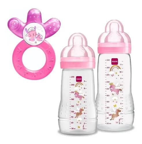 Mamadeira Mam Easy Active 270ml E 330ml + Mordedor Lilás