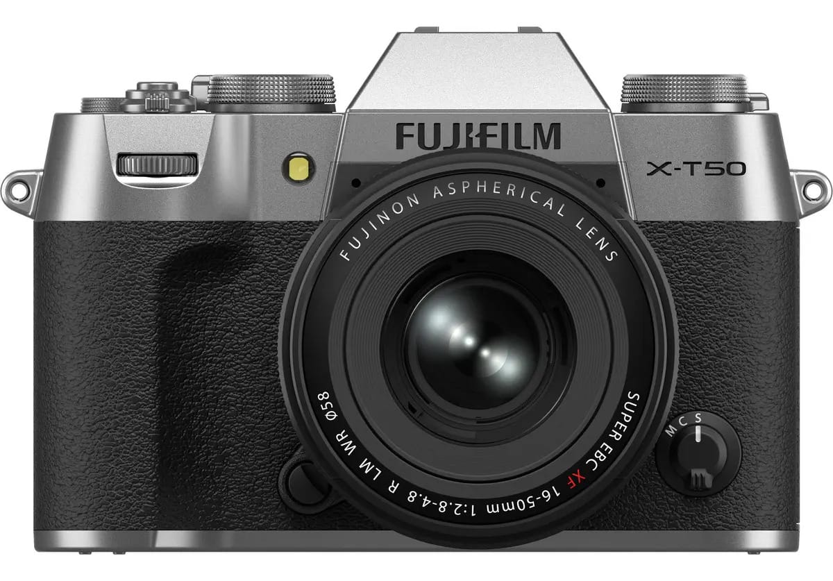 Câmera Fujifilm X-t50 Mirrorless Prata Com Lente Xf 16-50mm Preto