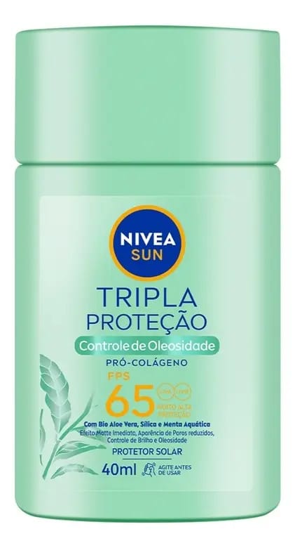 NIVEA SUN Protetor Solar Facial Tripla Proteção Fluido Controle de Oleosidade FPS 65 40ml