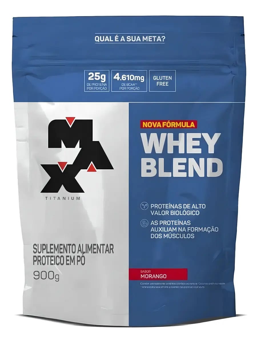 Whey Blend - 900g Refil Morango - Max Titanium