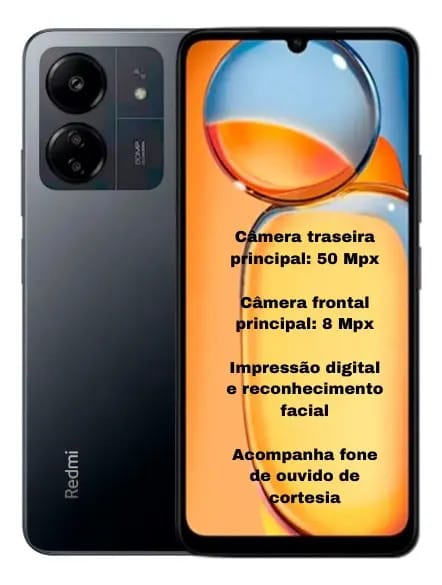 Celular Xiaomí Redmi 13c 128/4 Preto 2024 + E Fone
