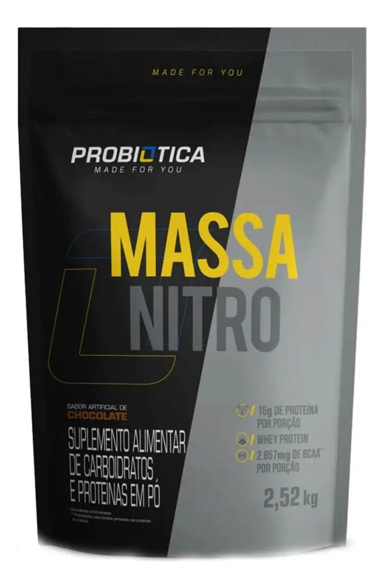 Suplemento Em Pó Probiótica Massa Nitro Hipercalórico Sabor Baunilha Em Refil De 2520l Sabor Hipercalórico Probiótica Chocolate