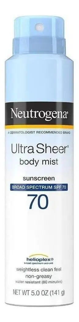 Protetor solar Neutrogena Ultra Sheer Body Spray SPF 70, resistente à água