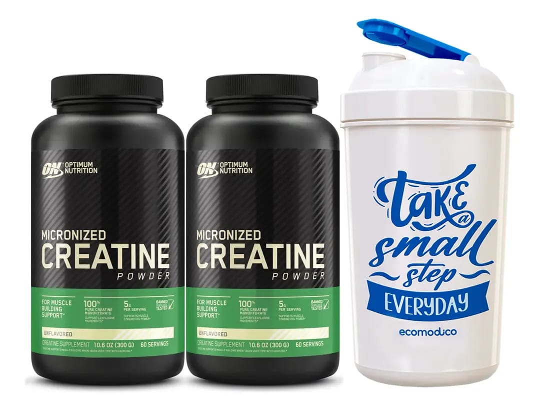 Creatina micronizada Optimum Nutrition 2 unidades 300g +xícara de sabor sem sabor
