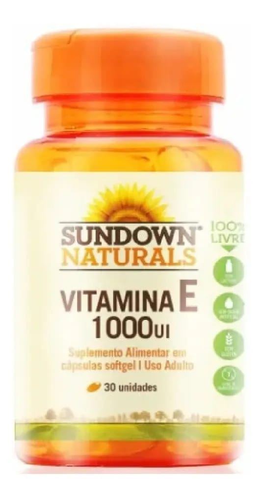 Vitamina E 1000 UI 30 Cápsulas Sundown Naturals Sem Glúten
