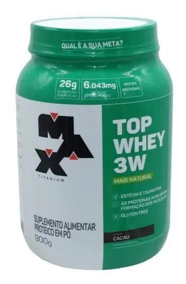 Top Whey 3w Mais Natural Sabor Cacau Max Titanium 900gr