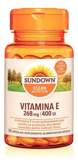 Vitamina E 400UI Sundown Naturals 30 Cápsulas Sem Glúten
