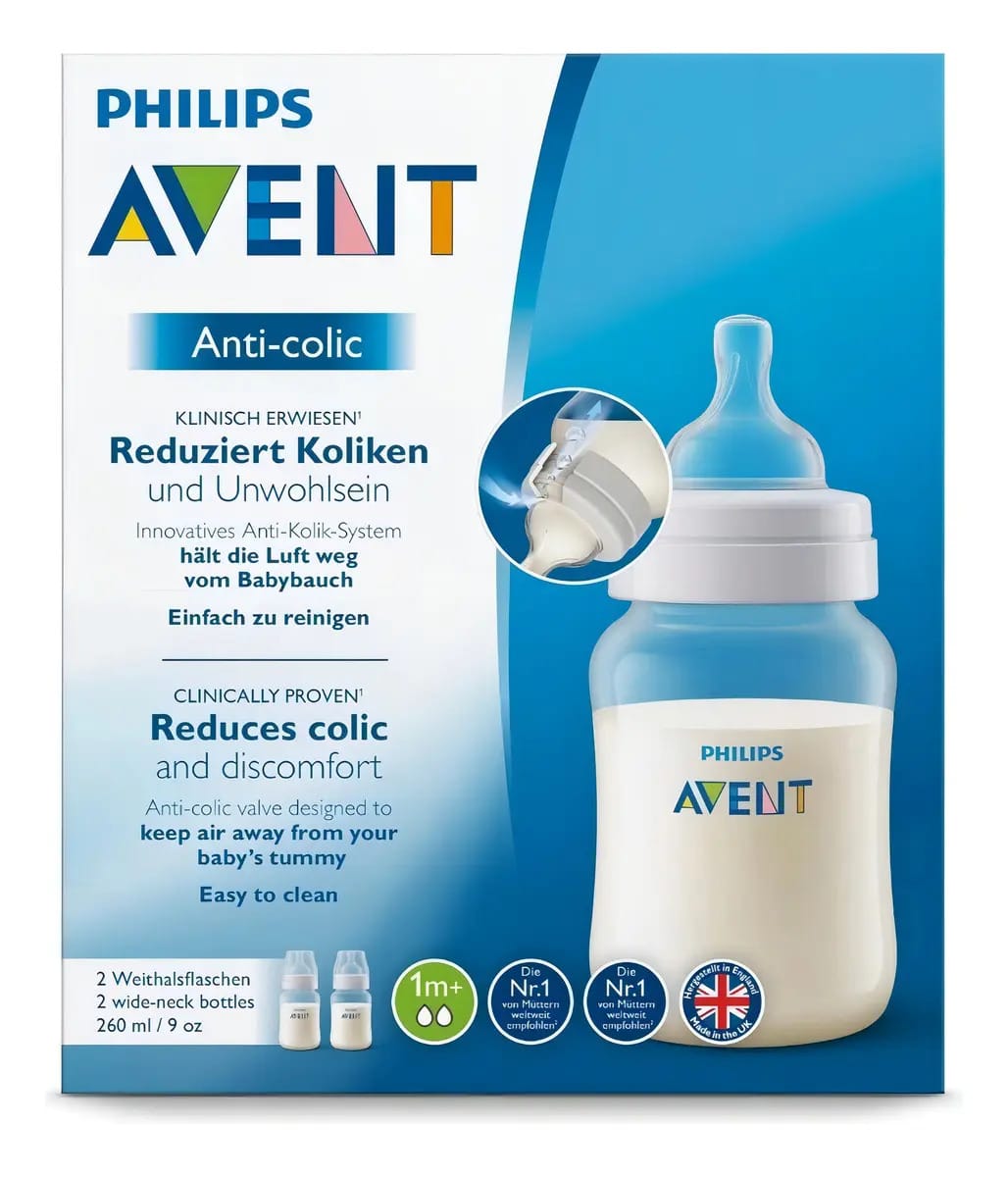 Kit 2 Mamadeiras 260ml Philips Avent Anti cólica com bico SCF813/27 Transparente