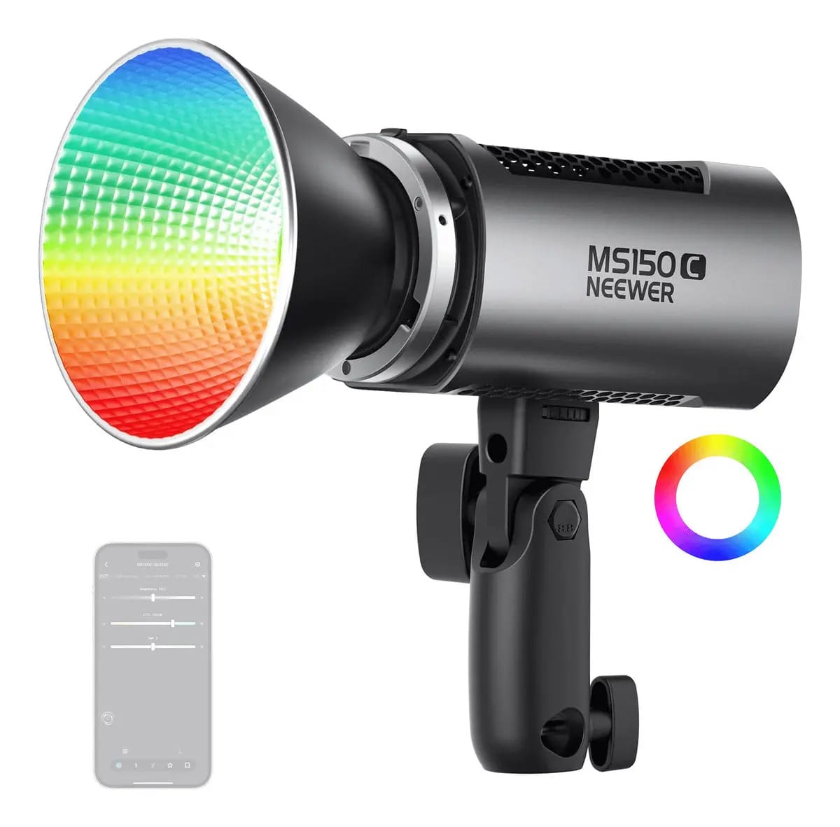 Iluminador Led Neewer Ms150c Rgb Cob 150w Monolight Bowens 110v/220v Cinza Rgb