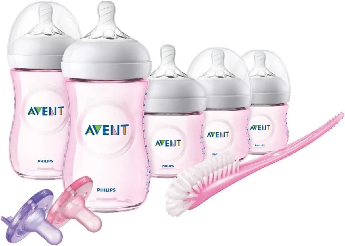 Kit inicial Biberones Mamilas Phillips Avent Natural Rosa Kit 0