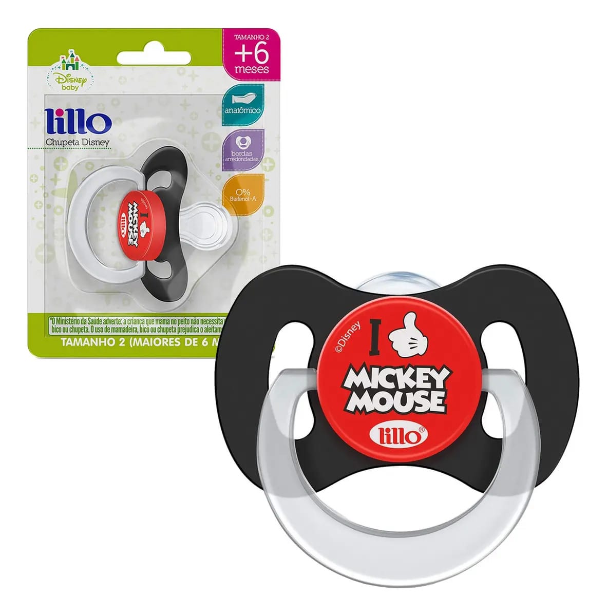 Chupeta Lillo Disney Mickey Silicone Anatômico Tamanho 2 BPA Free