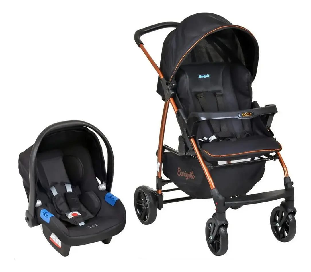 Carrinho De Bebê Travel System Burigotto Ecco Preto Cobre
