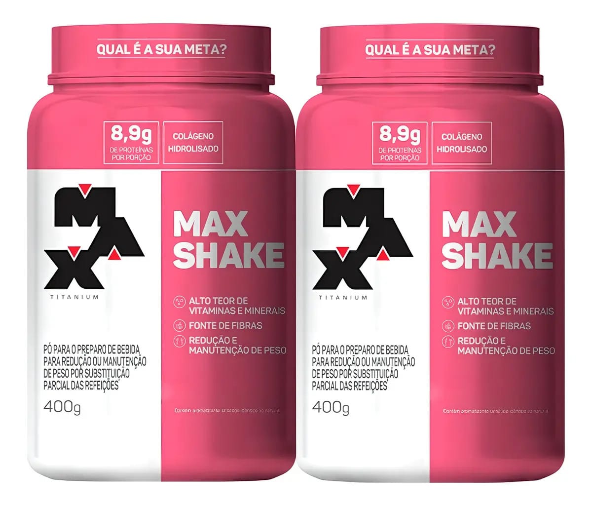 Kit 2x Max Shake Diet - Max Titanium (400g) Sabor Morango