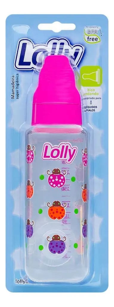 Mamadeira Lolly Zoo 240ml Rosa Chiclete Sem BPA