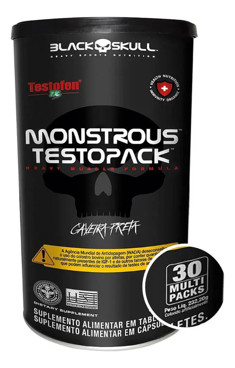 Monstrous Testopack Black Skull Usa Pote 30 Multi Packs Comprimidos Sabor Without Flavor Black Skull