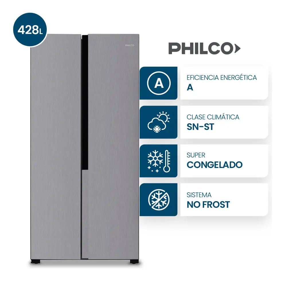 Geladeira Philco Side By Side No Frost 428l em aço inoxidável - PHSB450X