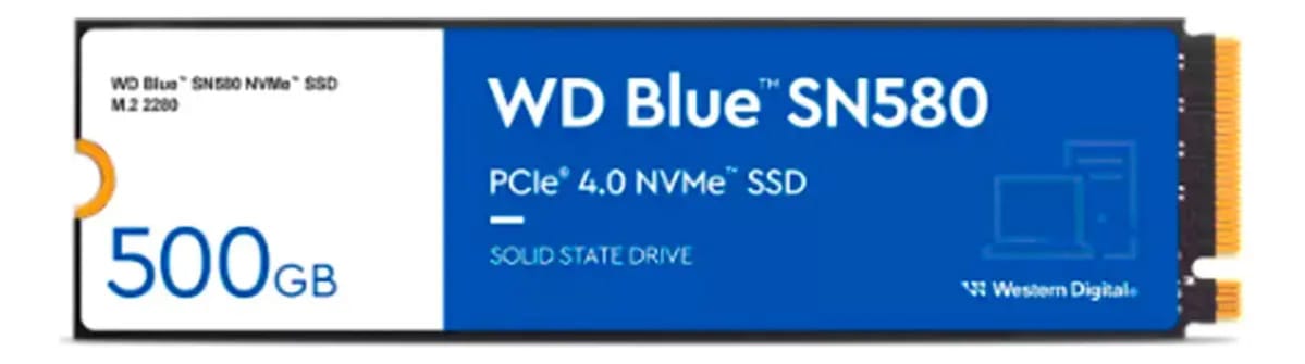Ssd M.2 Western Digital Wd Blue Sn580 500gb M.2 2280 Nvme Velocidade Leitura: 4000mb/s E Gravação: 3600mb/s Wds500g3b0e Cor Azul